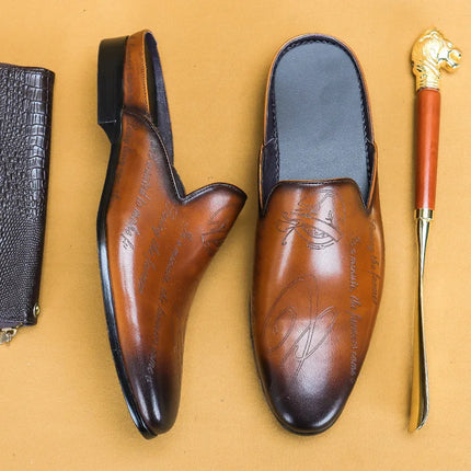 Pantofole da uomo di lusso italiane Mocassini in vera pelle Mocassini da uomo Casual Scarpe da uomo antiscivolo Moda estiva Mezze scarpe da uomo