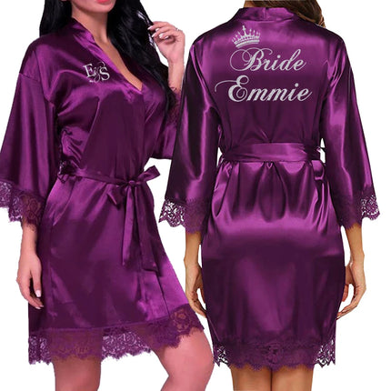 Nome della data personalizzato Abito kimono da sposa Donna Sposa Abiti da damigella d'onore Accappatoio dal design originale per addio al nubilato