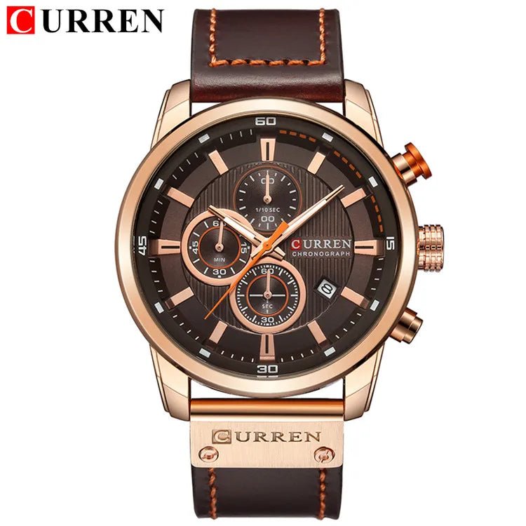 CURREN orologio da uomo in pelle orologi sportivi da uomo esercito militare orologio da polso al quarzo cronografo orologio maschile Relogio Masculino platinumshop