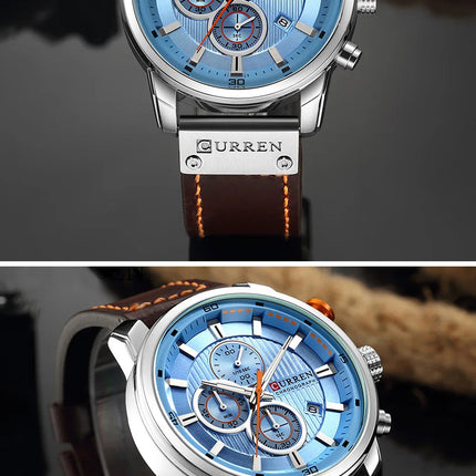 CURREN orologio da uomo in pelle orologi sportivi da uomo esercito militare orologio da polso al quarzo cronografo orologio maschile Relogio Masculino platinumshop