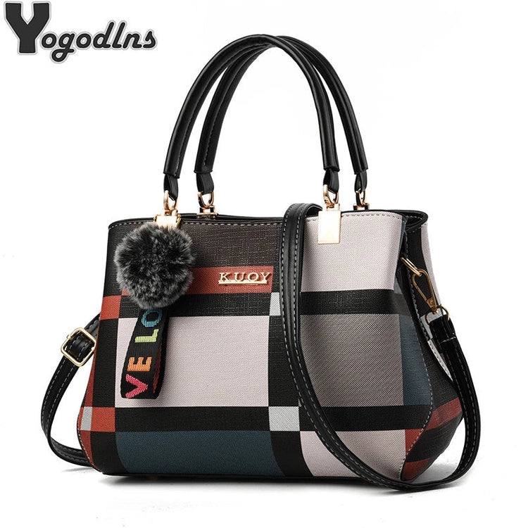Elegant Designer Handbags Women Bags Messenger PU Leather Crossbody Bags Hairball tassen Girls Shoulder Bag Top-hand Tote Bag PlatiNum