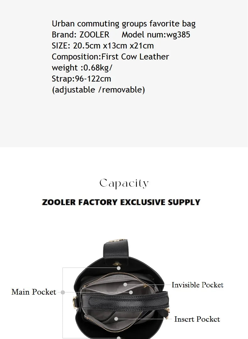 ZOOLER Full Genuine Leather Shoulder Bags Tote Bags Luxury Women Trendy Handbag Totally Skin Fashion Top Handle Purses #WG385