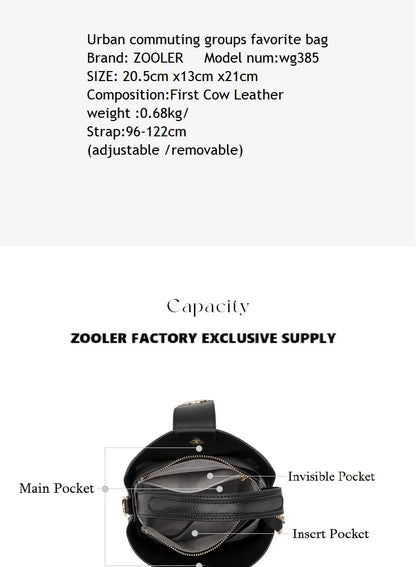 ZOOLER Full Genuine Leather Shoulder Bags Tote Bags Luxury Women Trendy Handbag Totally Skin Fashion Top Handle Purses #WG385