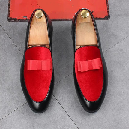movechain Scarpe da festa di nozze in pelle da uomo con fiocco Moda uomo Mocassini da guida Mocassini Uomo Casual Slip-On Flats