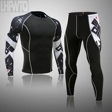 Men's Sports Suit MMA rashgard male Quick drying Sportswear Compression Clothing Fitness Training kit Thermal Underwear leggings PlatiNum