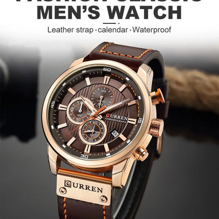 CURREN orologio da uomo in pelle orologi sportivi da uomo esercito militare orologio da polso al quarzo cronografo orologio maschile Relogio Masculino platinumshop