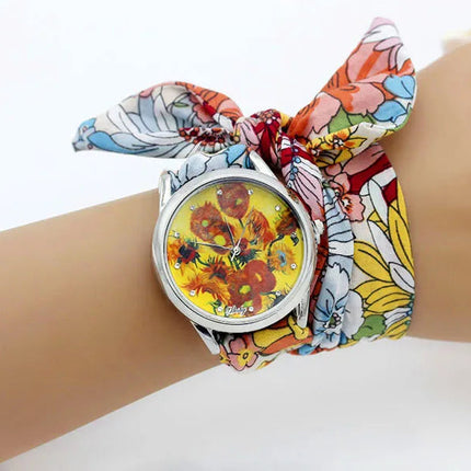 Shsby Nuovo orologio da polso in stoffa da donna Orologio da donna alla moda Orologio al quarzo argento di alta qualità Orologio da ragazza dolce Orologio in tessuto platinumshop