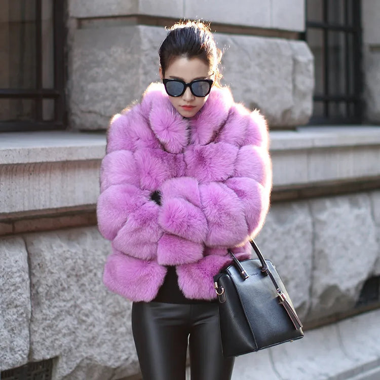 ZADORIN Fashion Thick Warm Winter Coat Woman Luxury Faux Fox Fur Coat Jackets Woman Stand Fur Collar Fake Fur Jacket Outerwears