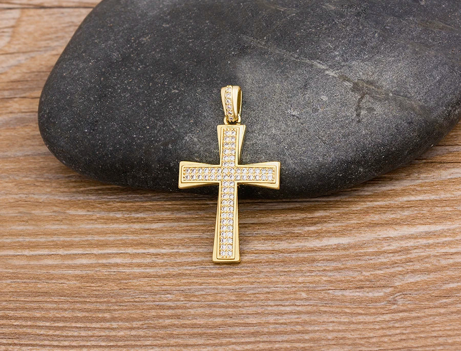 AIBEF Nuova Croce Blu/Viola/Verde Collana di Cristallo Rame Zircone Cubico Collana Girocollo 4 Colori Religione Gioielli Regalo Per La Festa