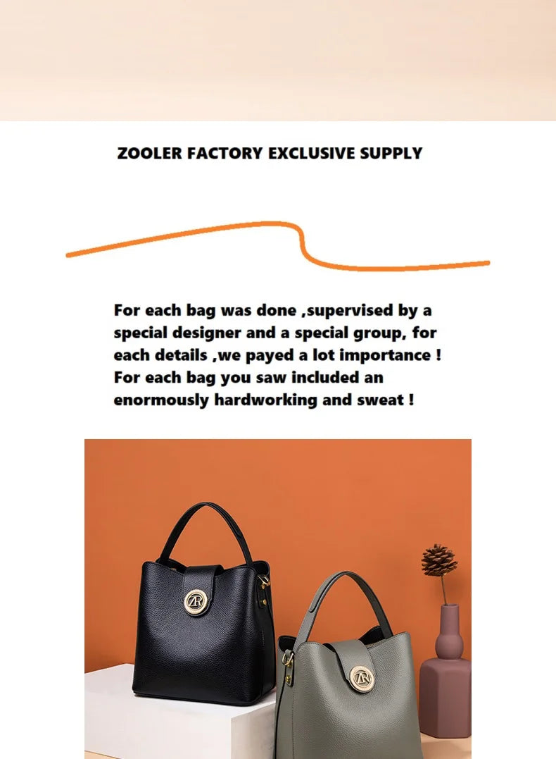 ZOOLER Full Genuine Leather Shoulder Bags Tote Bags Luxury Women Trendy Handbag Totally Skin Fashion Top Handle Purses #WG385