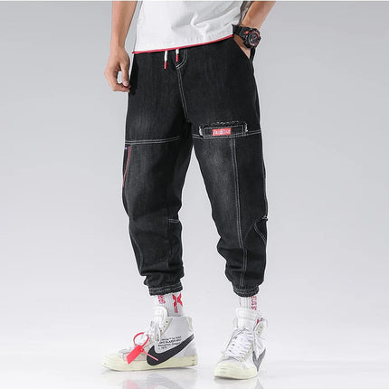 2025 New Streetwear Hip Hop Cargo Pants Men's Jeans Elastic Harun Joggers In Autumn and Spring Men ClothIng PlatiNum