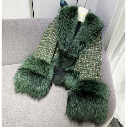 Female Winter ThickCotton Thin Short Woolen Jacket Women New Slim Imported Whole Skin Red Fox Fur Collar Imitation Fur Coat A863