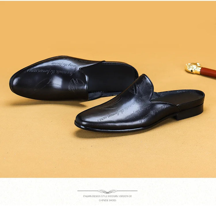 Pantofole da uomo di lusso italiane Mocassini in vera pelle Mocassini da uomo Casual Scarpe da uomo antiscivolo Moda estiva Mezze scarpe da uomo