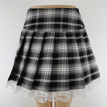 Harajuku Punk gotico nero a vita alta gonne nere donne Sexy Patchwork fasciatura Mini gonna nera Streetwear femminile