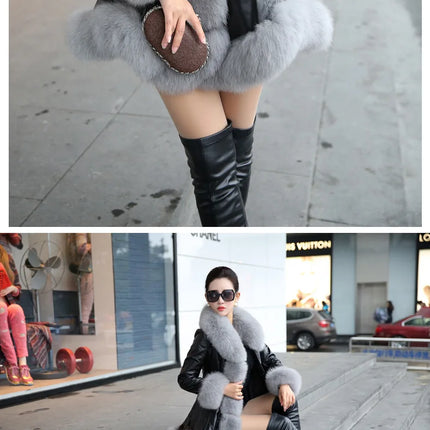 Hot Sale Winter Women's Faux Fur High Quality Faux Sheepskin Coats Keep Warm With Fur Fox Collars Slim Female Furs