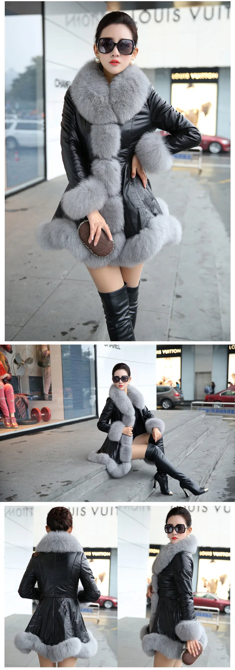 Hot Sale Winter Women's Faux Fur High Quality Faux Sheepskin Coats Keep Warm With Fur Fox Collars Slim Female Furs