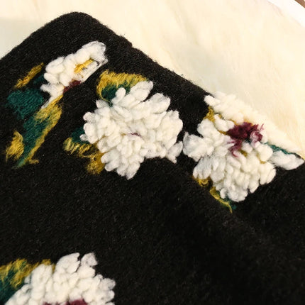 Three Dimensional Flower Skirts Women Winter High Waist Woolen Thickened Long Skirt Female Autumn New PlatiNum