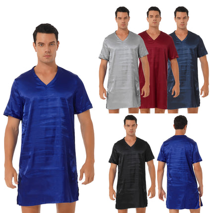 Donna uomo pigiama in raso di seta pigiameria maniche corte camicia da notte Kimono accappatoio abito da notte accappatoio camicia da notte estiva Homewear