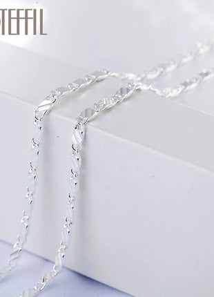 DOTEFFIL 925 Silver 16/18/20/22/24/26/28/30 Inch 2mm Charm Chain Necklace For Women Man Fashion Wedding Party Jewelry PlatiNum