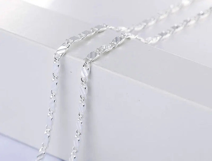 DOTEFFIL 925 Silver 16/18/20/22/24/26/28/30 Inch 2mm Charm Chain Necklace For Women Man Fashion Wedding Party Jewelry PlatiNum