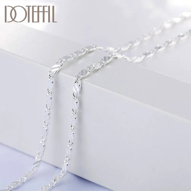DOTEFFIL 925 Silver 16/18/20/22/24/26/28/30 Inch 2mm Charm Chain Necklace For Women Man Fashion Wedding Party Jewelry PlatiNum