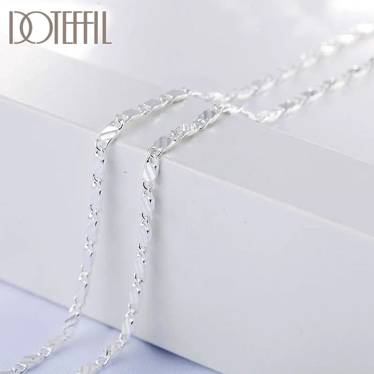 DOTEFFIL 925 Silver 16/18/20/22/24/26/28/30 Inch 2mm Charm Chain Necklace For Women Man Fashion Wedding Party Jewelry PlatiNum