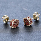 Luxury Full Crystal Round Earrings White Gold Yellow Gold Color White Zircon Stone Wedding Stud Earrings For Women Men Jewelry PlatiNum