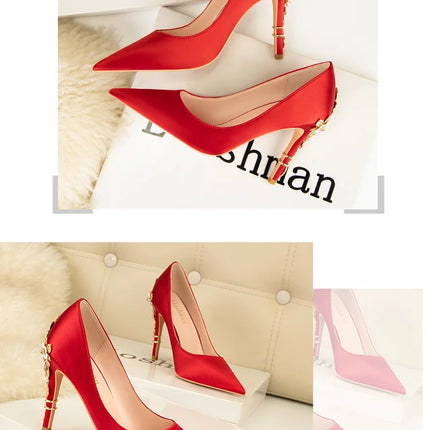 Moda mujer tacones altos bajos de aguja boda/fiesta zapatos de salón de señora primavera/otoño calzado femenino clásico calzado de mujer