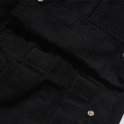 Multi-Pocket Cargo Pants Mens Safari Style Solid Color Pleated Loose Straight-leg Pants Elastic Waist Casual Trousers Men