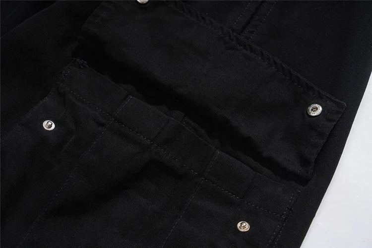 Multi-Pocket Cargo Pants Mens Safari Style Solid Color Pleated Loose Straight-leg Pants Elastic Waist Casual Trousers Men