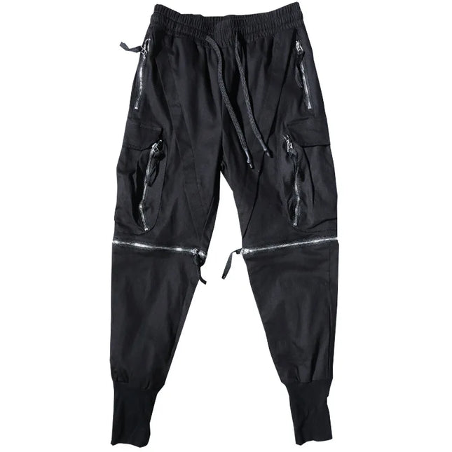 Detachable Black Cargo Pants Men Harajuku Hip Hop Streetwear Multi-Pocket Joggers Trousers Man Elastic Waist Techwear