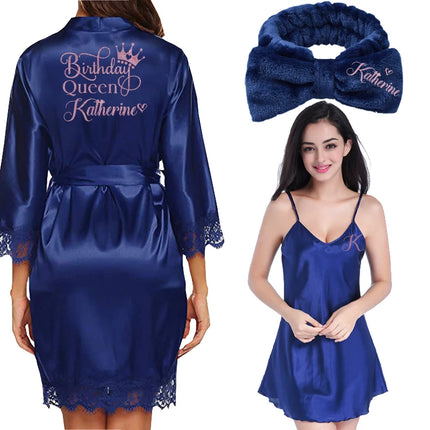 Nome della data personalizzato Abito kimono da sposa Donna Sposa Abiti da damigella d'onore Accappatoio dal design originale per addio al nubilato