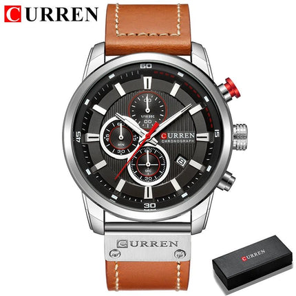 CURREN orologio da uomo in pelle orologi sportivi da uomo esercito militare orologio da polso al quarzo cronografo orologio maschile Relogio Masculino platinumshop
