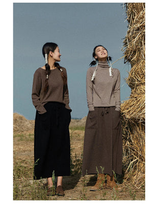 25 New arrivals women's 100% wool skirts, women's autumn and winter long loose and comfortable knit bottoming cashmere skirts, PlatiNum