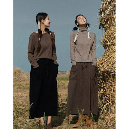 25 New arrivals women's 100% wool skirts, women's autumn and winter long loose and comfortable knit bottoming cashmere skirts, PlatiNum