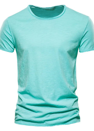T-shirt homme 100% coton Décontracté Doux Fitness Été T-shirts fins Vêtements d'intérieur Homme Col rond Manches courtes T-shirt uni pour homme