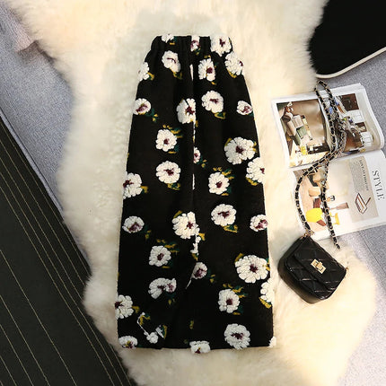 Three Dimensional Flower Skirts Women Winter High Waist Woolen Thickened Long Skirt Female Autumn New PlatiNum