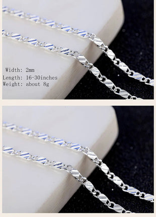 DOTEFFIL 925 Silver 16/18/20/22/24/26/28/30 Inch 2mm Charm Chain Necklace For Women Man Fashion Wedding Party Jewelry PlatiNum