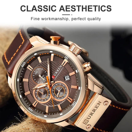 CURREN orologio da uomo in pelle orologi sportivi da uomo esercito militare orologio da polso al quarzo cronografo orologio maschile Relogio Masculino platinumshop