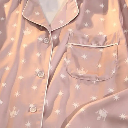 Lisacmvpnel Pigiama estivo da donna in due pezzi Pigiama in pizzo con stampa sottile in raso di seta ghiacciata platinumshop