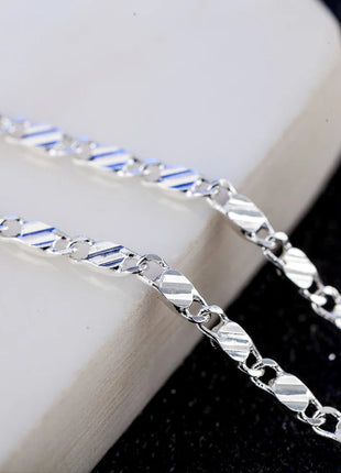 DOTEFFIL 925 Silver 16/18/20/22/24/26/28/30 Inch 2mm Charm Chain Necklace For Women Man Fashion Wedding Party Jewelry PlatiNum