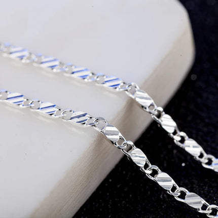 DOTEFFIL 925 Silver 16/18/20/22/24/26/28/30 Inch 2mm Charm Chain Necklace For Women Man Fashion Wedding Party Jewelry PlatiNum