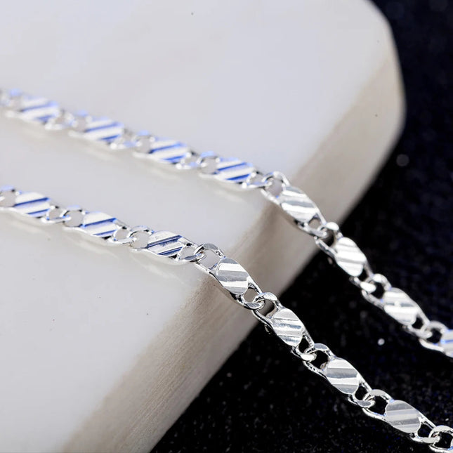 DOTEFFIL 925 Silver 16/18/20/22/24/26/28/30 Inch 2mm Charm Chain Necklace For Women Man Fashion Wedding Party Jewelry PlatiNum