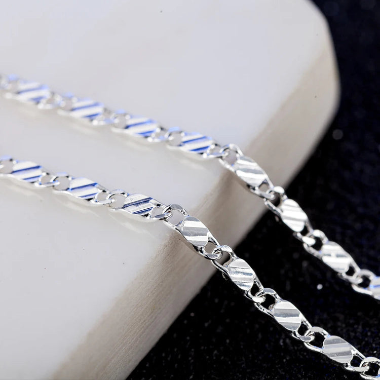 DOTEFFIL 925 Silver 16/18/20/22/24/26/28/30 Inch 2mm Charm Chain Necklace For Women Man Fashion Wedding Party Jewelry PlatiNum