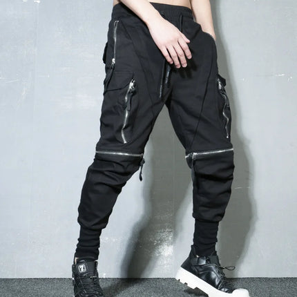Detachable Black Cargo Pants Men Harajuku Hip Hop Streetwear Multi-Pocket Joggers Trousers Man Elastic Waist Techwear