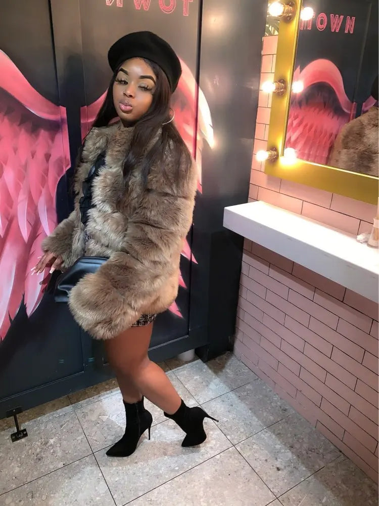 ZADORIN Fashion Thick Warm Winter Coat Woman Luxury Faux Fox Fur Coat Jackets Woman Stand Fur Collar Fake Fur Jacket Outerwears