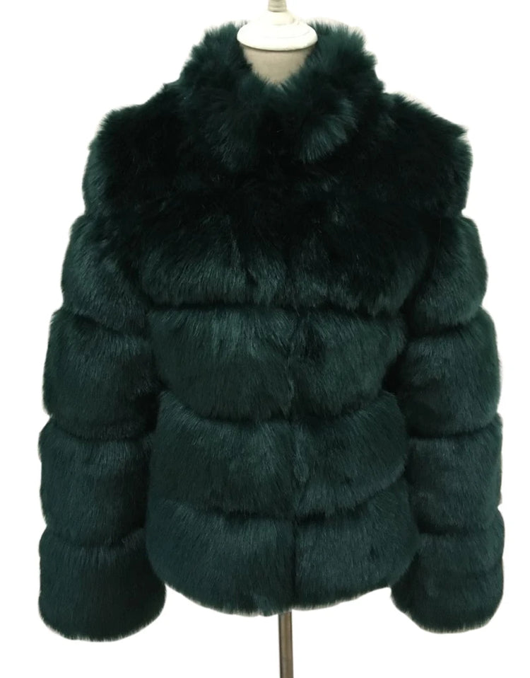ZADORIN Fashion Thick Warm Winter Coat Woman Luxury Faux Fox Fur Coat Jackets Woman Stand Fur Collar Fake Fur Jacket Outerwears
