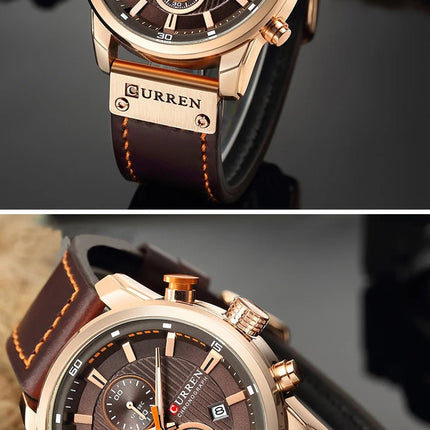 CURREN orologio da uomo in pelle orologi sportivi da uomo esercito militare orologio da polso al quarzo cronografo orologio maschile Relogio Masculino platinumshop