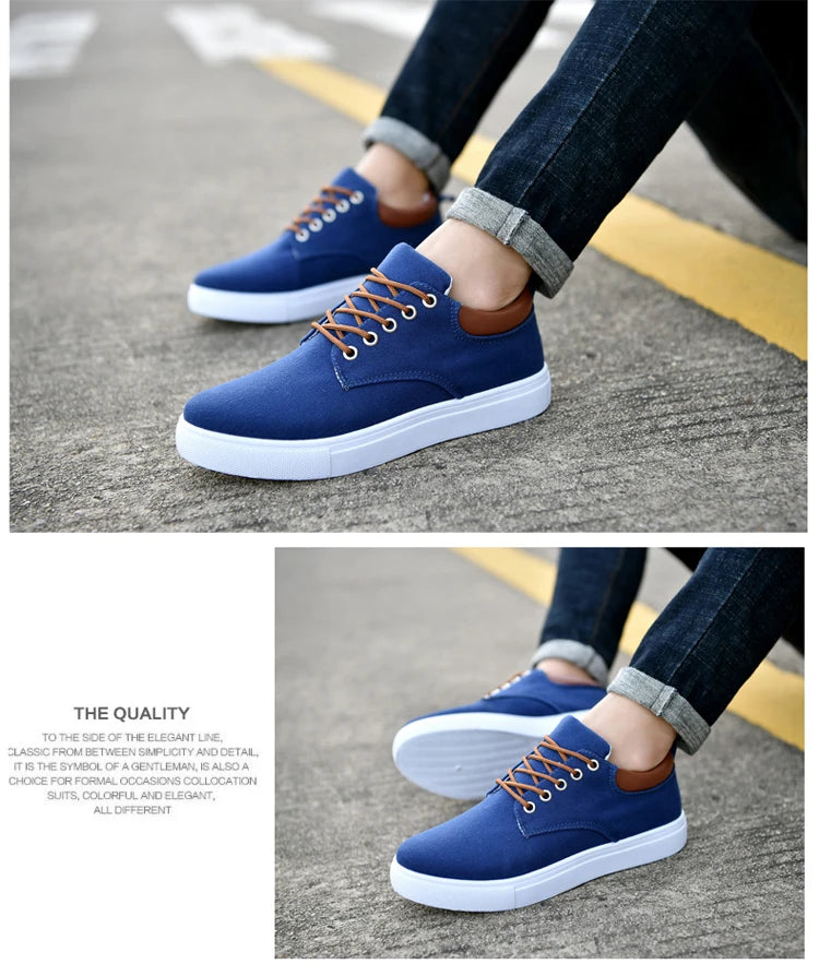 Fashion Canvas Men's Sneakers Black Lace Up Sping Shoes 2024 Classic Casual Vulcanized Shoes Size 46 47 Mens Spring Sport Shoes
