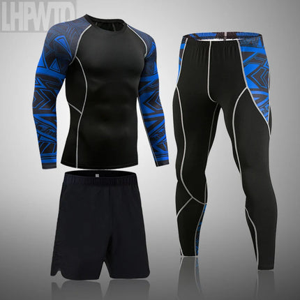 Men's Sports Suit MMA rashgard male Quick drying Sportswear Compression Clothing Fitness Training kit Thermal Underwear leggings PlatiNum